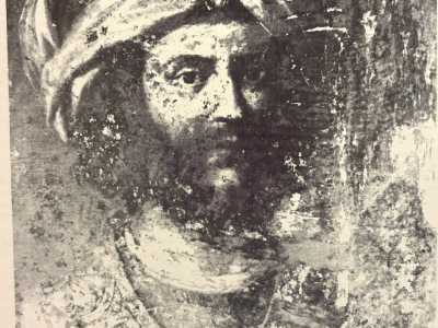 Il volume di Melchiorre mostra anche un dipinto secentesco, di autore ignoto, che ritrarrebbe Melo con volto barbuto e con in testa un turbante: se fosse vero si tratterebbe dell�unica raffigurazione del barese che si ribell� al dominio bizantino